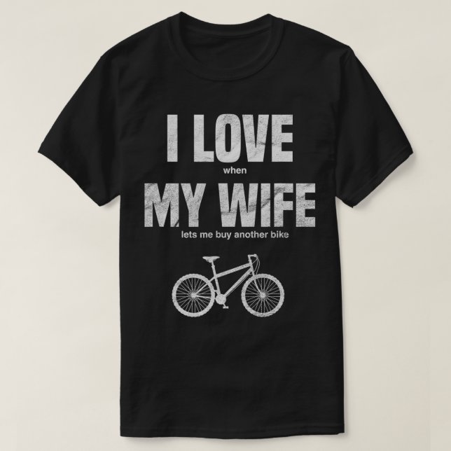 Mens Mountain Bike I Liebe, wenn meine Ehefrau Las T-Shirt (Design vorne)