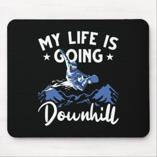 Mens Mountain Snowboard mein Leben geht bergab Mousepad