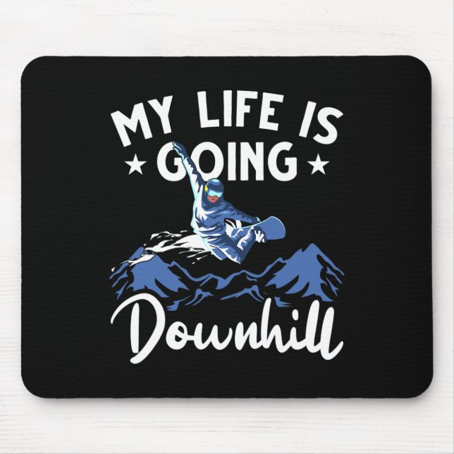 Mens Mountain Snowboard mein Leben geht bergab Mousepad (Vorne)