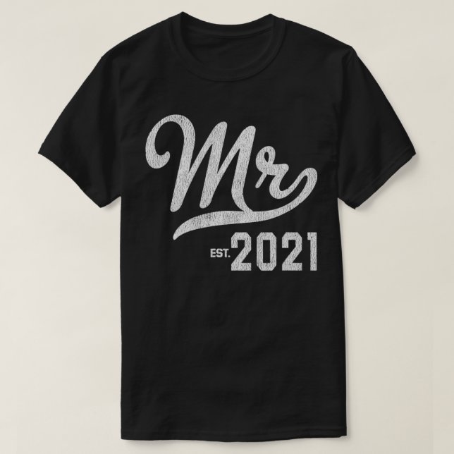 Mens Mr Est 2021 Wedding Engagement Newlywed Gift  T-Shirt (Design vorne)
