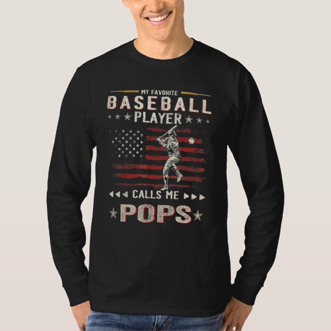 Mens My Favorite Baseball Player Calls Me Pops Ame T-Shirt (Vorderseite)