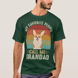 Mens My Favorite People Call Me Grandad Cute Corgi T-Shirt