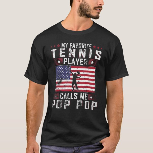 Mens My Favorite Tennis Player Calls Me Pop Pop Fa T-Shirt (Vorderseite)
