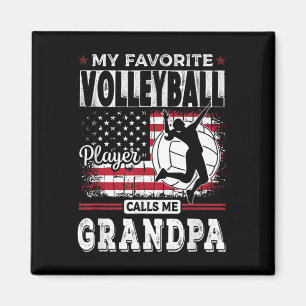 Mens My Favorite Volleyball Player Calls Me Grandp Magnet