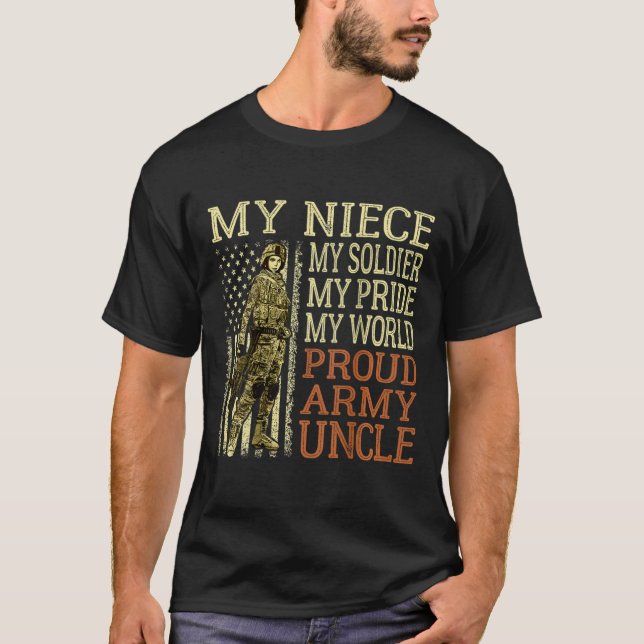 Mens My Niece My Soldier Held - Proud Army Onkel M T-Shirt (Vorderseite)