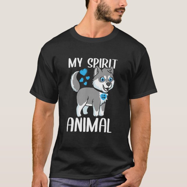 Mens My Spirit Animal Husky Hund I Liebe Vater Her T-Shirt (Vorderseite)