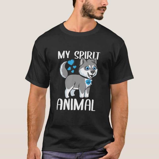 Mens My Spirit Animal Husky Hund I Liebe Vater Her T-Shirt (Vorderseite)