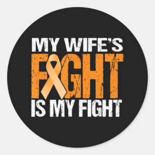 Mens My Wife's Fight is My Fight Leukemia Awarenes Runder Aufkleber