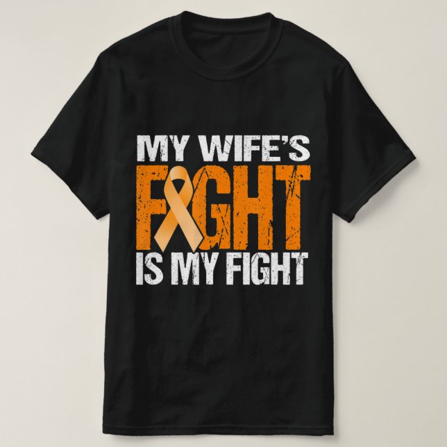 Mens My Wife's Fight is My Fight Leukemia Awarenes T-Shirt (Design vorne)
