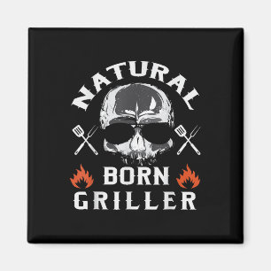 Mens Natural Geboren Griller Funny Grillen Backyar Magnet