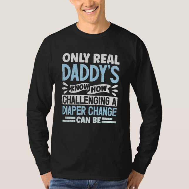 Mens New Daddy Diaper Change Father To Be T-Shirt (Vorderseite)