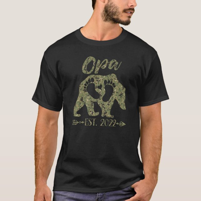 Mens New Opa Opa Opa Bear Est 2022 Kinderankündigu T-Shirt (Vorderseite)