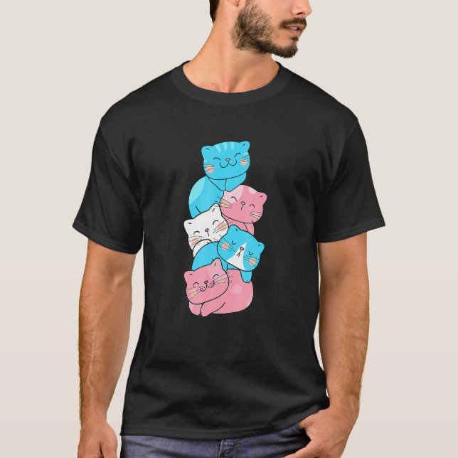 Mens Niedlich Lgb Ransgender Flag Prix Cat Lgb Nie T-Shirt (Vorderseite)