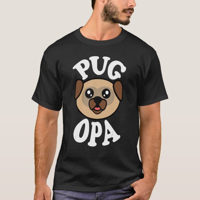 Mens Niedlich Mops Opa T-Shirt (Vorderseite)
