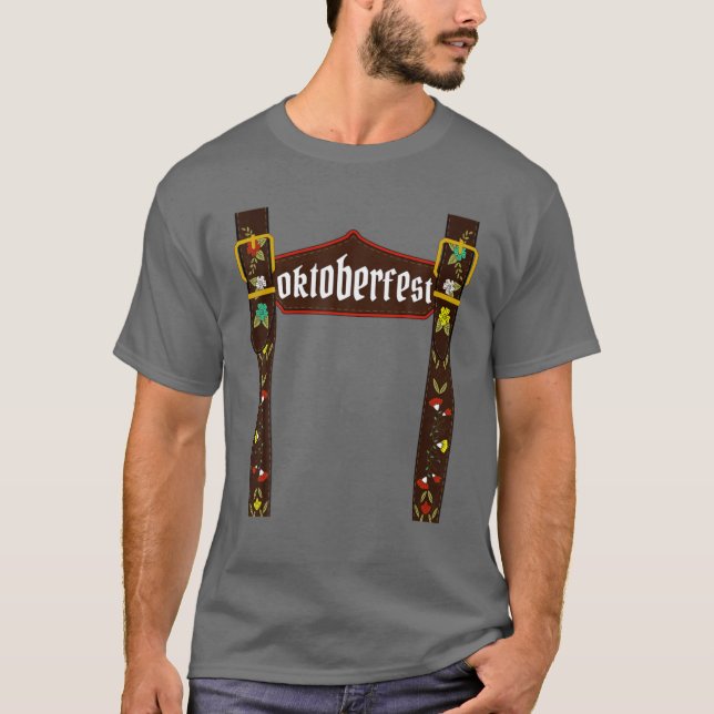 Mens October Lederhosen Kostüme Oktoberfest Bavari T-Shirt (Vorderseite)