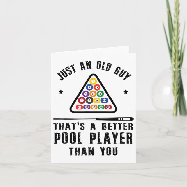 Mens Old Typ Pool Player Geschenk für ältere Billa Karte (Vorderseite)