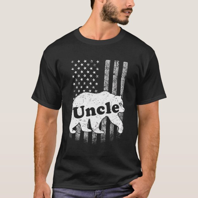 Mens Oncle Bear Camouflage US American Flag Gesche T-Shirt (Vorderseite)