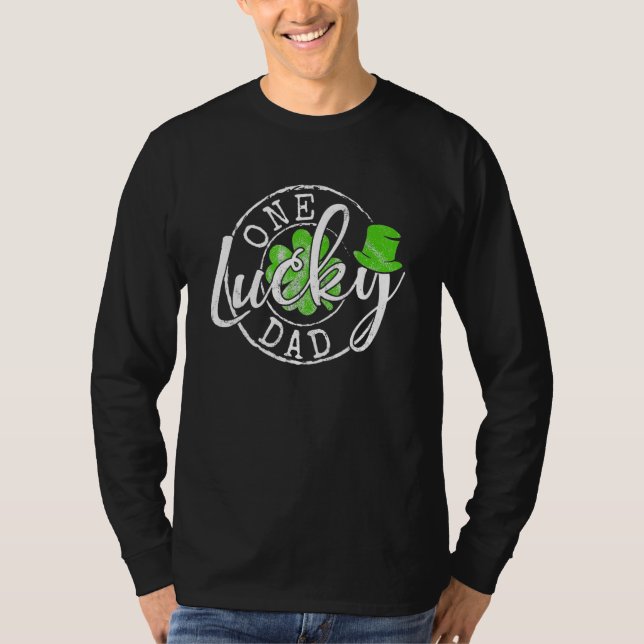 Mens One Lucky Dad Funny Father Irish Clovers St P T-Shirt (Vorderseite)