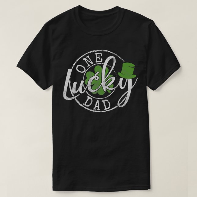 Mens One Lucky Dad Funny Father Irish St Patrick's T-Shirt (Design vorne)
