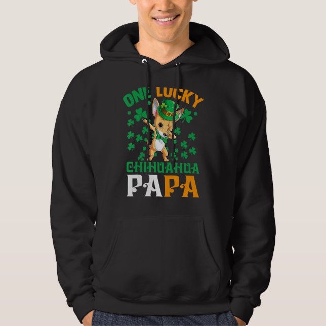 Mens One Lucky Dog Papa Funny Chihuahua Vater St P Hoodie (Vorderseite)