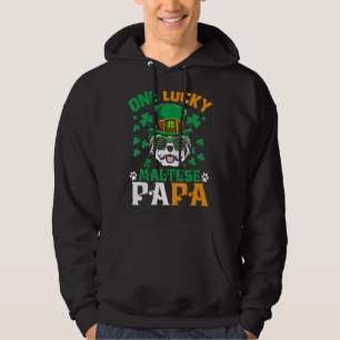Mens One Lucky Dog Papa Funny Maltese Vater St Pat Hoodie