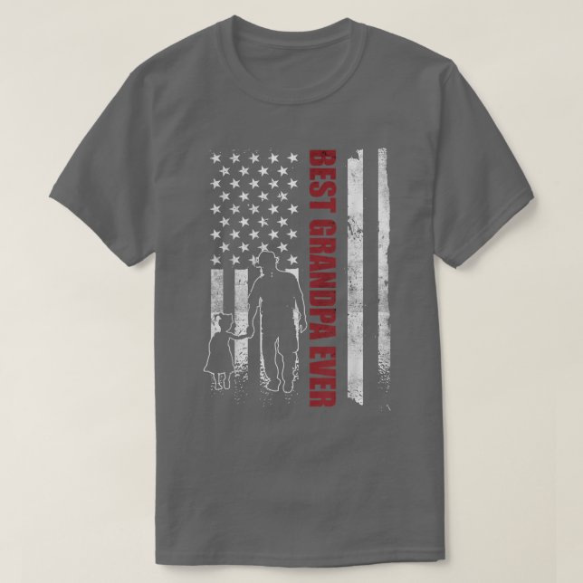 Mens Opa und Großtochter US-Flagge Großvater T-Shirt (Design vorne)