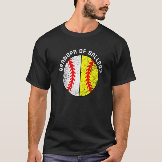Mens Opa von Ballern Baseball Softball Großvater T-Shirt (Vorderseite)
