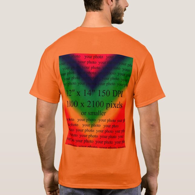 Mens Orange Foto Basic T - Shirt Template (Rückseite)