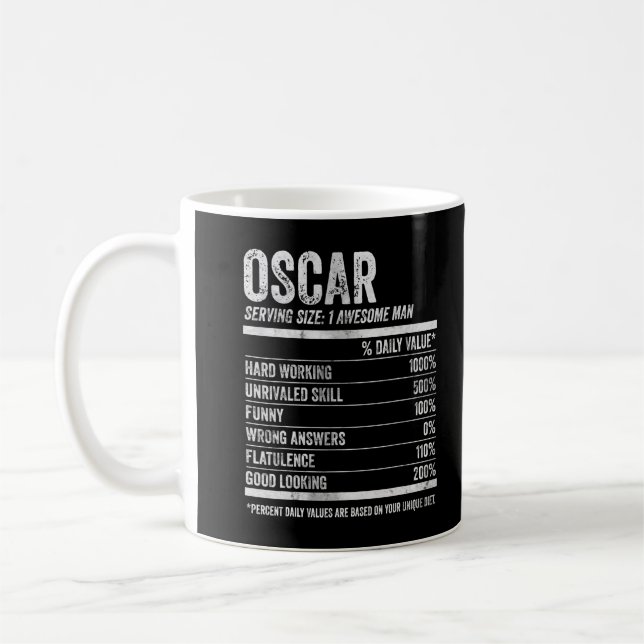 Mens Oscar Nutrition Personalisiert Name Shirt Fun Kaffeetasse (Links)