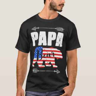 Mens Papa Bear American Flag 4. Juli Vater's T-Shirt