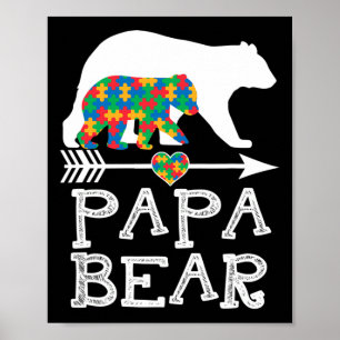 Mens Papa Bear Autismus Männer Vater Papa Autismus Poster