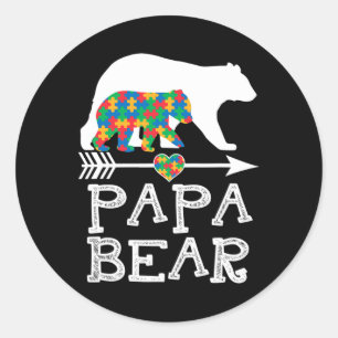 Mens Papa Bear Autismus Männer Vater Papa Autismus Runder Aufkleber