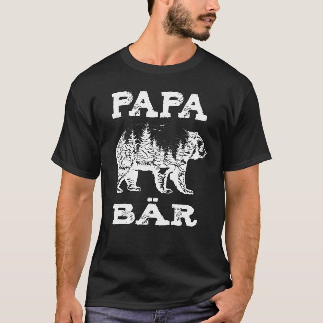 Mens Papa Bear Forest Design T-Shirt (Vorderseite)