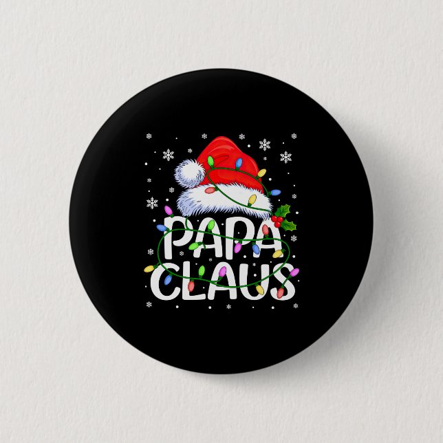 Mens Papa Claus Christmas Lights Long Sleeve  Button (Vorderseite)
