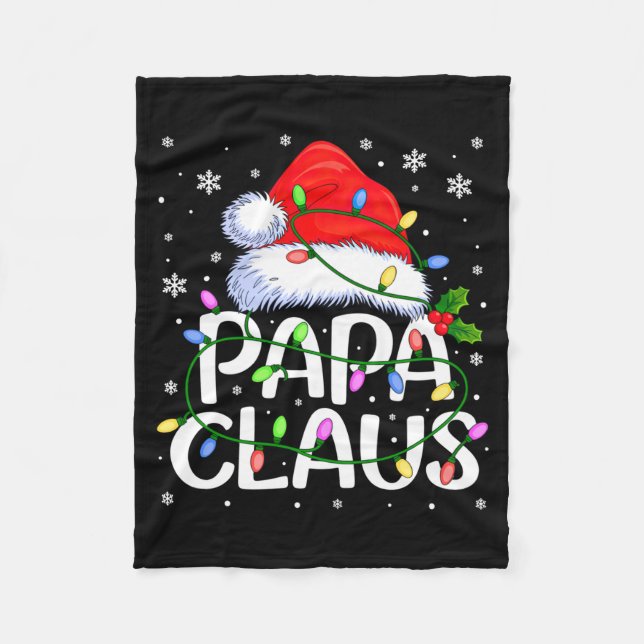 Mens Papa Claus Christmas Lights Long Sleeve  Fleecedecke (Vorderseite)