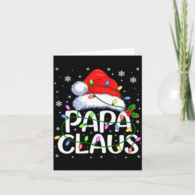 Mens Papa Claus Christmas Lights Long Sleeve  Karte (Vorderseite)