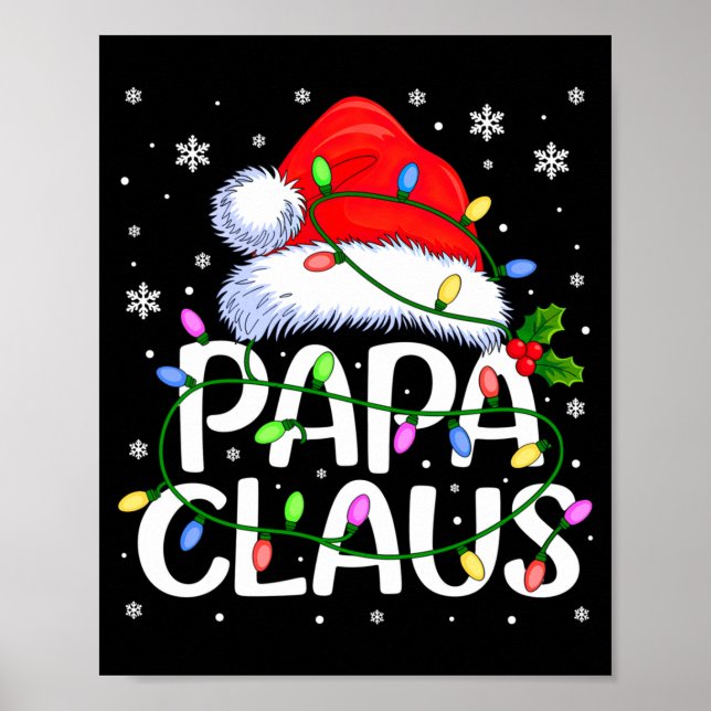 Mens Papa Claus Christmas Lights Long Sleeve  Poster (Vorne)
