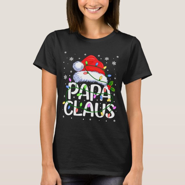 Mens Papa Claus Christmas Lights Long Sleeve  T-Shirt (Vorderseite)
