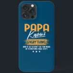 Mens Papa Knows Everything Funny Father's Day  Case-Mate iPhone Hülle<br><div class="desc">Mens Papa Knows Everything Funny Father's Day Gift. Perfect gift for your dad,  mom,  papa,  men,  women,  friend and family members on Thanksgiving Day,  Christmas Day,  Mothers Day,  Fathers Day,  4th of July,  1776 Independent day,  Veterans Day,  Halloween Day,  Patrick's Day</div>