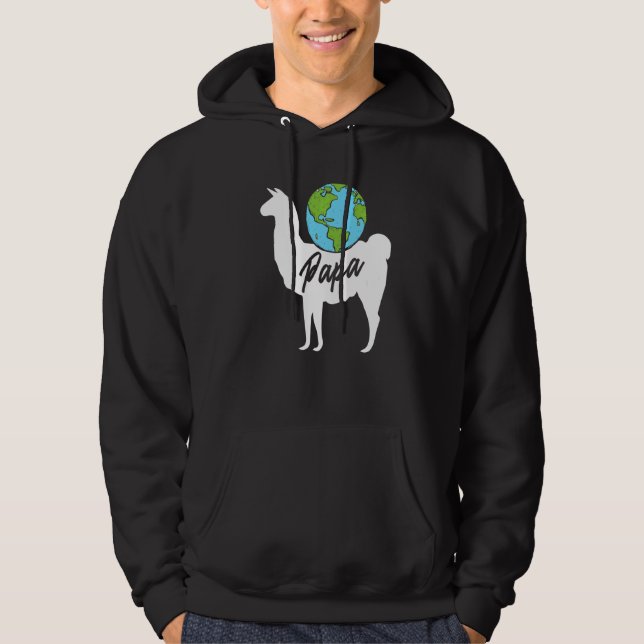Mens Papa Llama Earth Day Niedlich Environmentalis Hoodie (Vorderseite)
