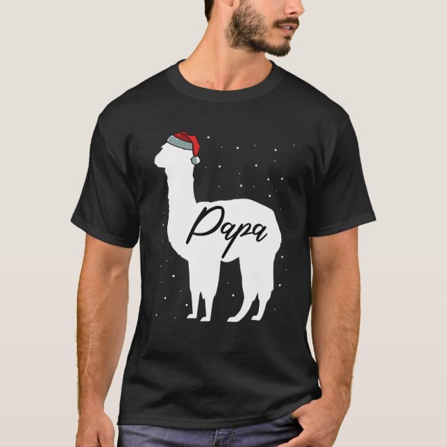 Mens Papa Llama Familie Matching Weihnachten Pajam T-Shirt (Vorderseite)