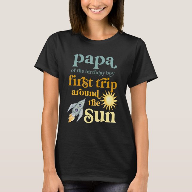 Mens Papa Weltraum 1st Geburtstag Erstbezug T-Shirt (Vorderseite)