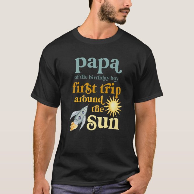 Mens Papa Weltraum 1st Geburtstag Erstbezug T-Shirt (Vorderseite)