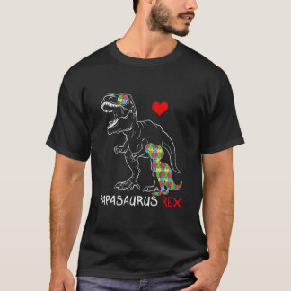 Mens Papasaurus Daddy Rex Autism Awareness Proud T-Shirt