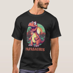 Mens Papasaurus Retro Tyrannosaurus Rex Dinosaurie T-Shirt