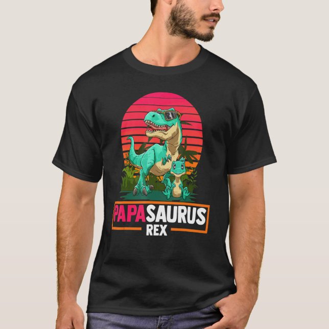 Mens Papasaurus Rex Dadasaurus Cool Pater Son Da D T-Shirt (Vorderseite)
