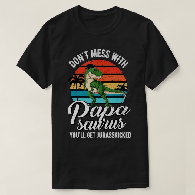 Mens Papasaurus Rex Dinosaur Papa Daddy T-Rex Fath T-Shirt (Design vorne)