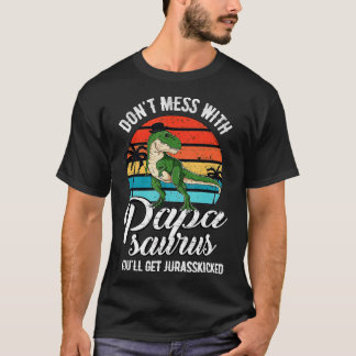Mens Papasaurus Rex Dinosaur Papa Daddy T-Rex Fath T-Shirt