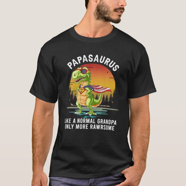 Mens Papasaurus wie ein normaler Großvater nur meh T-Shirt (Vorderseite)