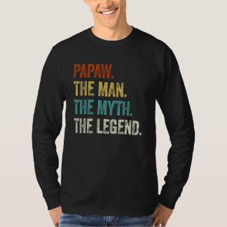 Mens Papaw The Man The Myth The Legend Retro Papa  T-Shirt